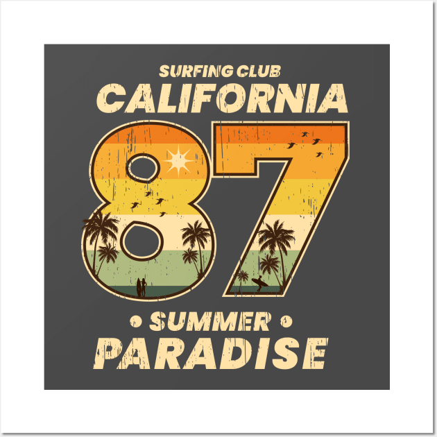 California Paradise 1987 vintage distressed Wall Art by SpaceWiz95